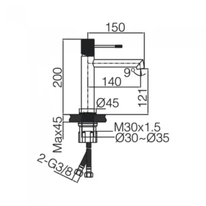 Αναμεικτική Μπαταρία Νιπτήρος PVD Black Gun Metal IMEX LINE BDD038-1BGM - Image 2