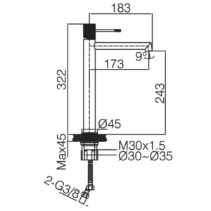 Αναμεικτική Μπαταρία Πάγκου Ψηλή PVD Black Gun Metal IMEX LINE BDD038-3BGM - Image 3