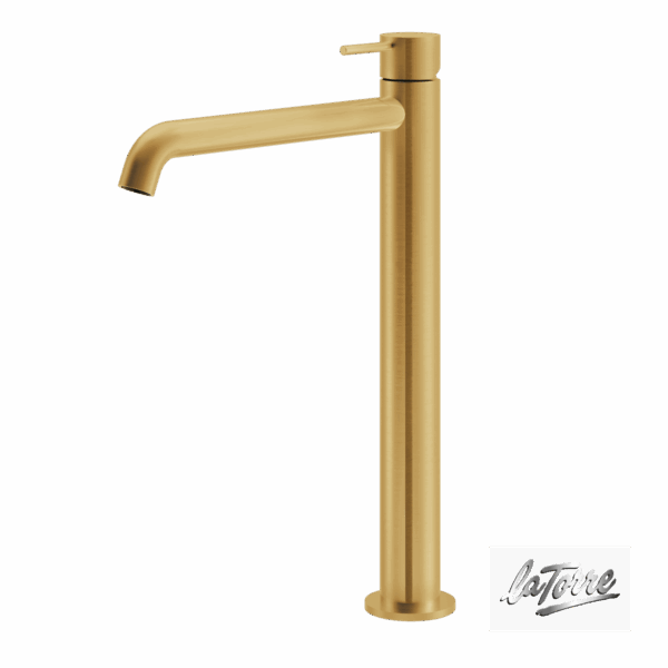 Μπαταρία Νιπτήρα Υψηλή με Βαλβίδα Clic-Clac Elle316 La Torre Inox PVD Brushed Gold