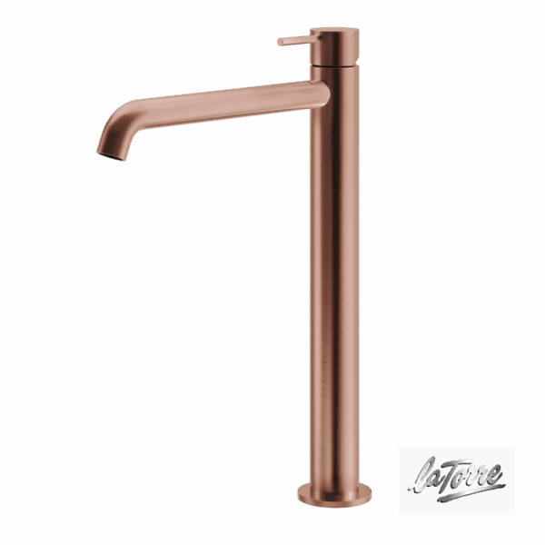 Μπαταρία Νιπτήρα Υψηλή με Βαλβίδα Clic-Clac Elle316 La Torre PVD Rose-Gold