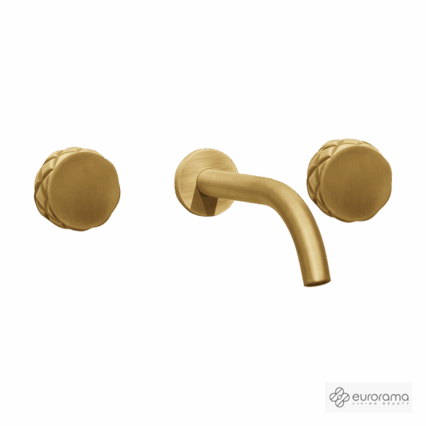 Μπαταρία Νιπτήρα Τοίχου 3 οπών Eletta Chester Eurorama Brushed Gold