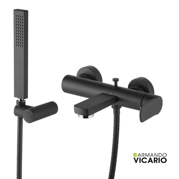 Μπαταρία Νιπτήρα Υψηλή με Βαλβίδα Clic-Clac Glam Vicario Black Matt