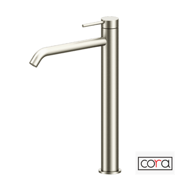 Μπαταρία Νιπτήρα Υψηλή με Βαλβίδα Clic-Clac Cosmo Brushed Inox