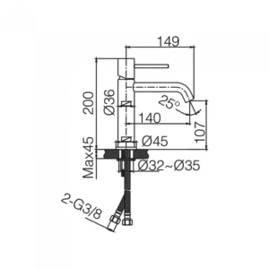 Αναμεικτική Μπαταρία Νιπτήρος PVD Black Gun Metal IMEX MONZA BDM039-1BGM - Image 4