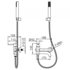 Αναμεικτική Μπαταρία Λουτρού PVD Black Gun Metal IMEX MONZA BDM039-4BGM - Image 4