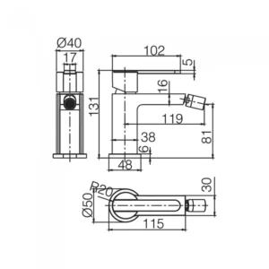 Αναμεικτική Μπαταρία Μπιντέ Χρωμέ IMEX ROMA BDR001-2 - Image 2