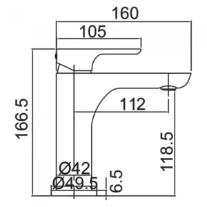 Αναμεικτική Μπαταρία Νιπτήρος Χρωμέ IMEX NASSAU BDU014-1 - Image 2