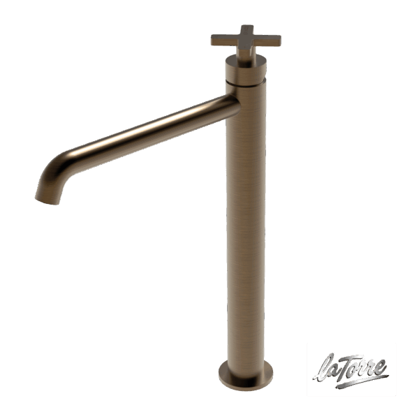 Μπαταρία Νιπτήρα Υψηλή με Βαλβίδα Clic-Clac Εlle Cross La Torre Antique Brass