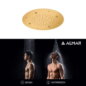 Κεφαλή Ντουζ Εντοιχισμού Οροφής Φ38 Almar PVD Brushed Gold - Image 2
