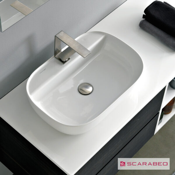 Νιπτήρας Πορσελάνης Glam56/R 56x38 (1 οπή) Scarabeo White 1802-300