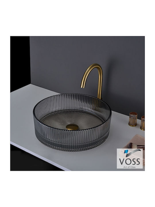 Voss Επικαθήμενος Νιπτήρας Γυάλινος 40x40x12cm Glass Grey  VL1040-400