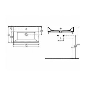 Bianco Ceramica Tetra N Επικαθήμενος Νιπτήρας Πορσελάνης 70x42x15cm Λευκός 32070-300 - Image 2