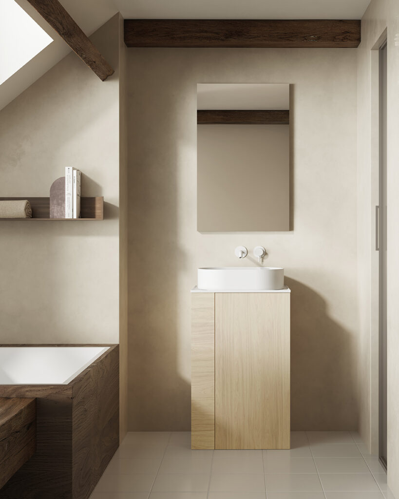 Έπιπλο Μπάνιου Bassi Royo 50cm με Επικαθήμενο Νιπτήρα Sun Mini